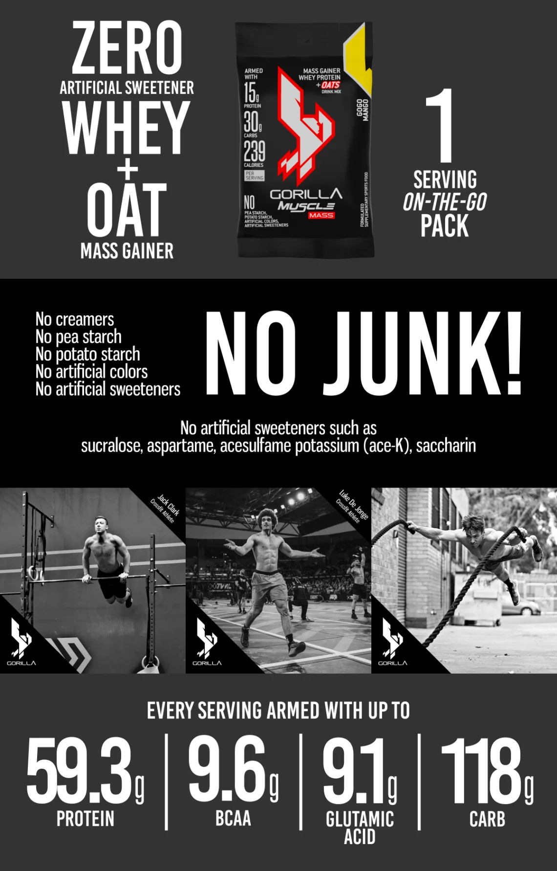 GORILLA Muscle Mass Gainer On-The-Go, 10 Sachets – product details