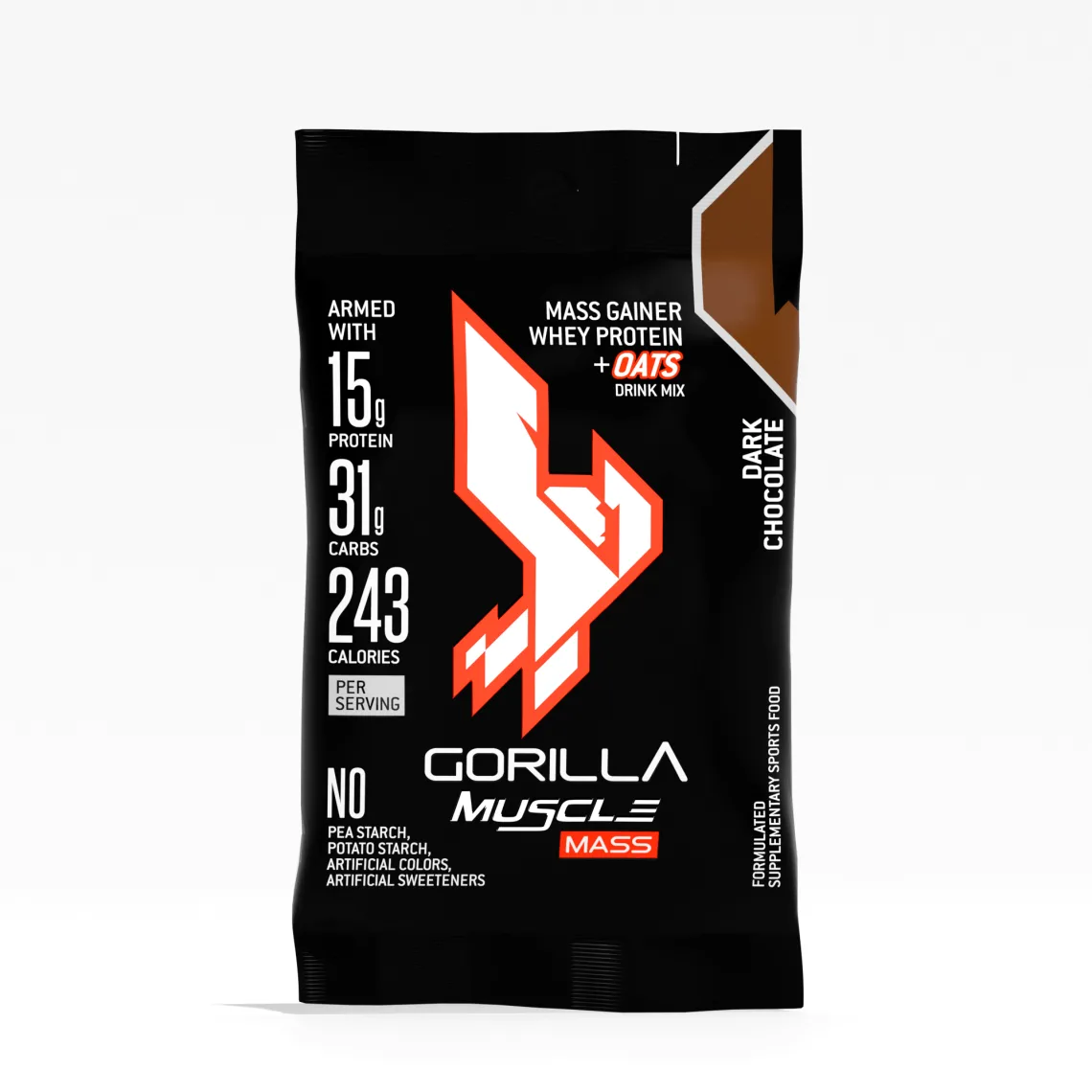 GORILLA Muscle Mass Gainer Dark Chocolate On-The-Go x 10 Sachets/Box