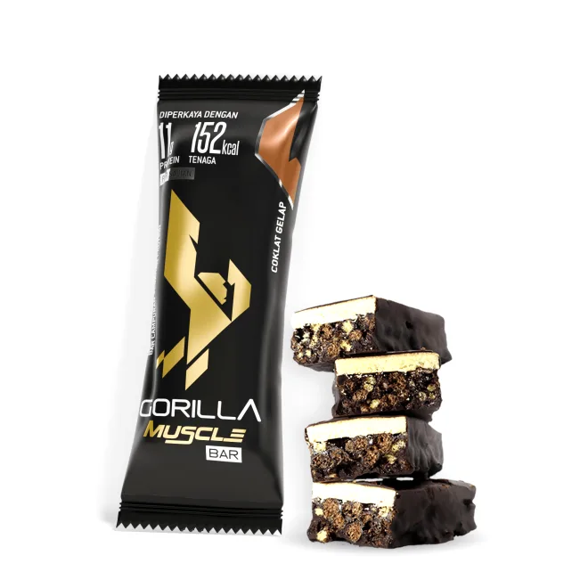 GORILLA Muscle Bar Dark Chocolate pack with bar pieces